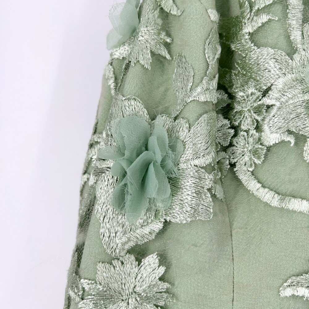Dress the Population Audrey Floral Mesh Overlay Dress in Sage - Picture 7 of 8